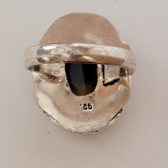 Sterling Silver Size 9.25 Amethyst and Citrine Oval Ring - Statement Jewelry - Picture 6 of 11